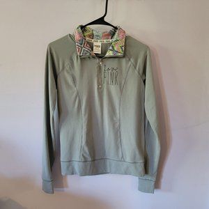 Pink ls stretch fitted 3/4 zipup pullover